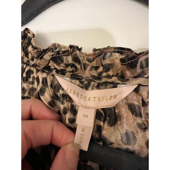 Rebecca Taylor J1701 Klynx Smocked Silk Blend Oat Dress Sz M - Picture 7 of 10